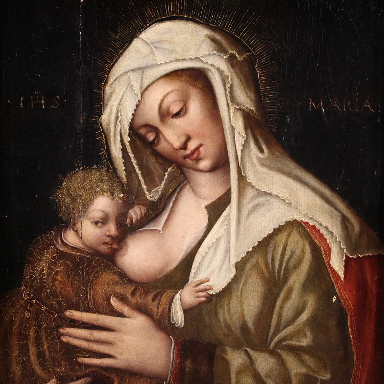 Dipinto su tavola Madonna col bambino, '500 5