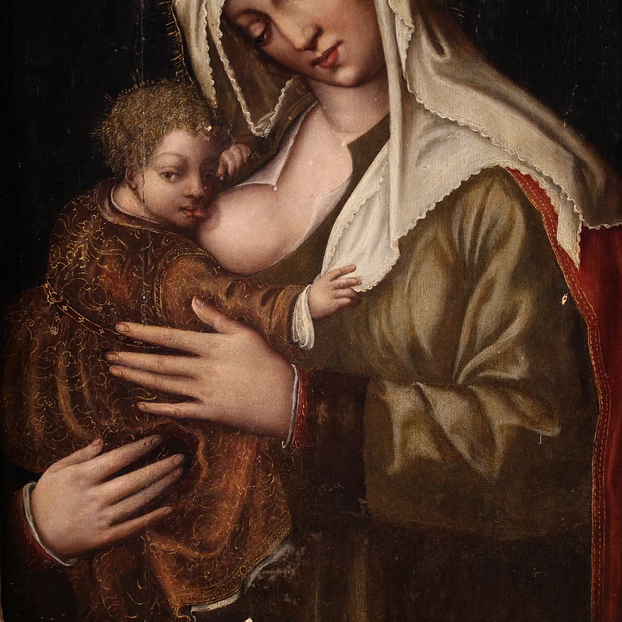 Dipinto su tavola Madonna col bambino, '500 6