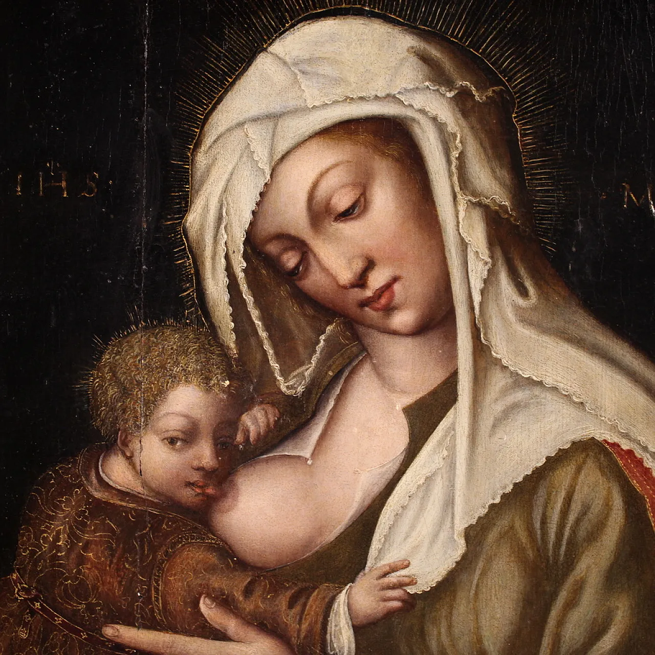 Dipinto su tavola Madonna col bambino, '500 7