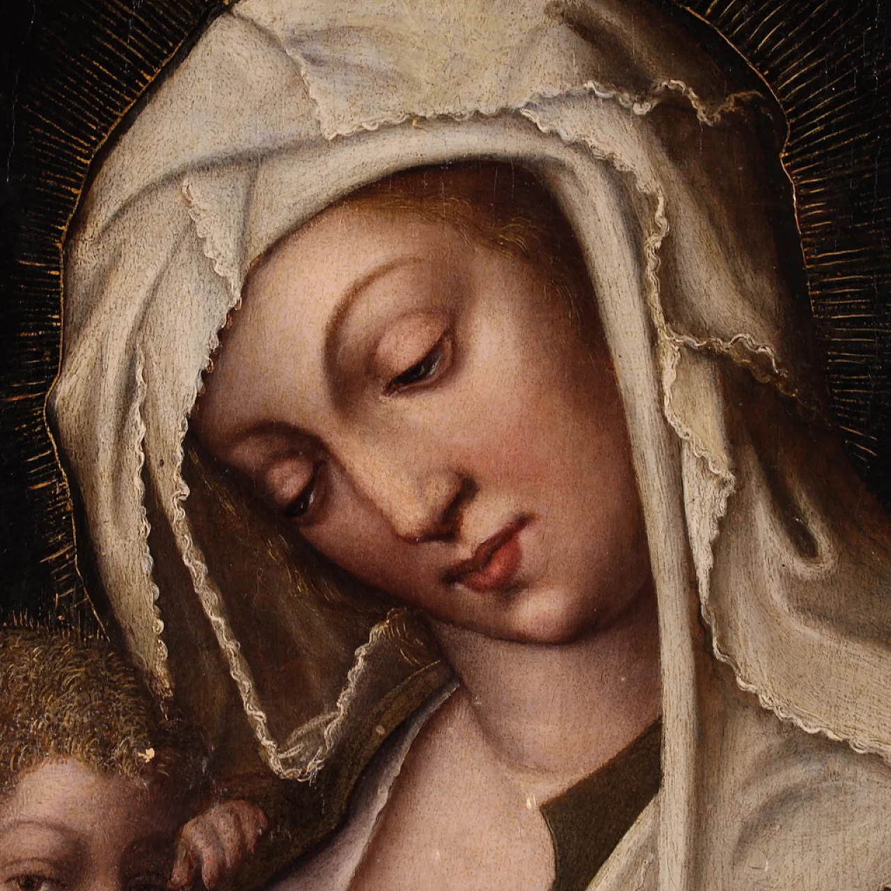 Dipinto su tavola Madonna col bambino, '500 11