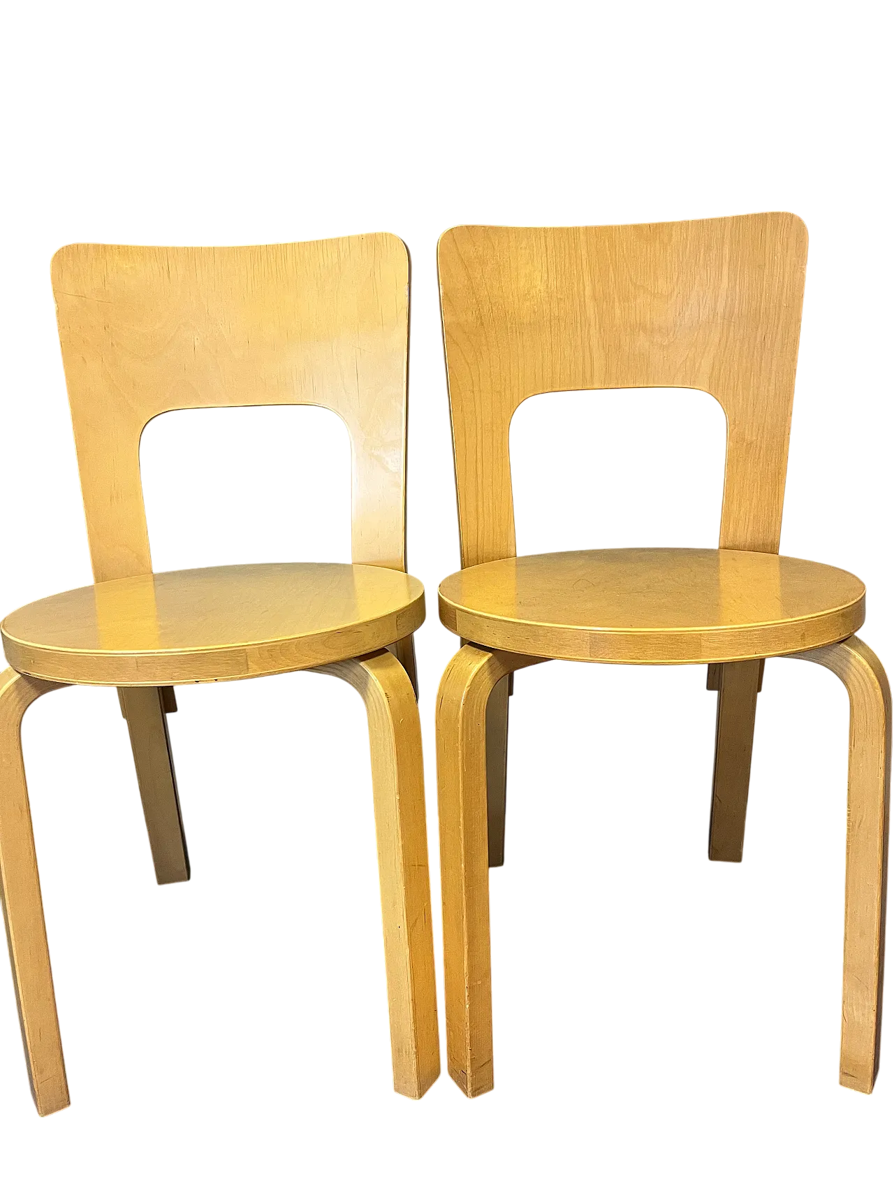 Coppia di sedie 66 di alvar aalto per Artek, anni '80 7