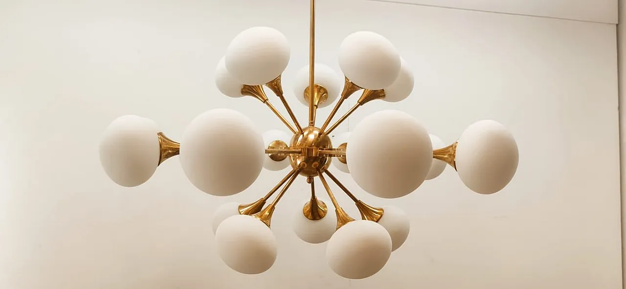Lampada a sospensione Sputnik a 20 luci con sfere in vetro, anni '70 4