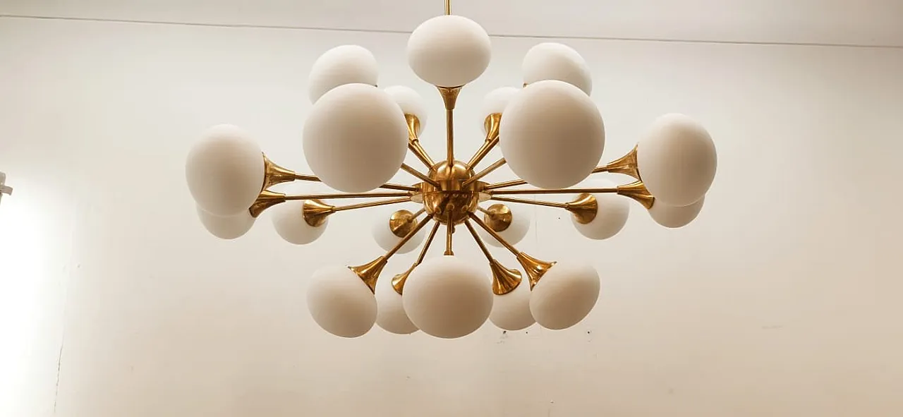 Lampada a sospensione Sputnik a 20 luci con sfere in vetro, anni '70 5