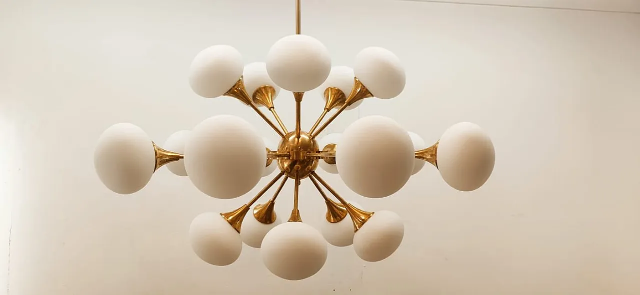 Lampada a sospensione Sputnik a 20 luci con sfere in vetro, anni '70 7