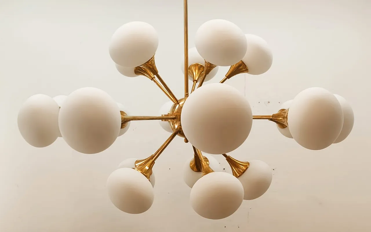 Lampada a sospensione Sputnik a 20 luci con sfere in vetro, anni '70 8