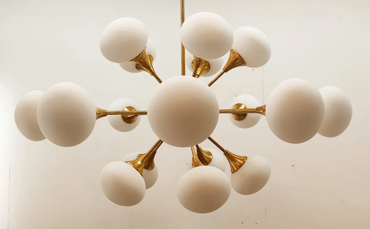 Lampada a sospensione Sputnik a 20 luci con sfere in vetro, anni '70 9