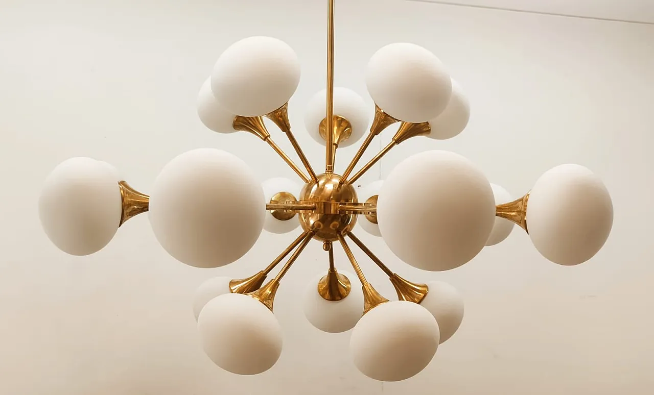 Lampada a sospensione Sputnik a 20 luci con sfere in vetro, anni '70 11