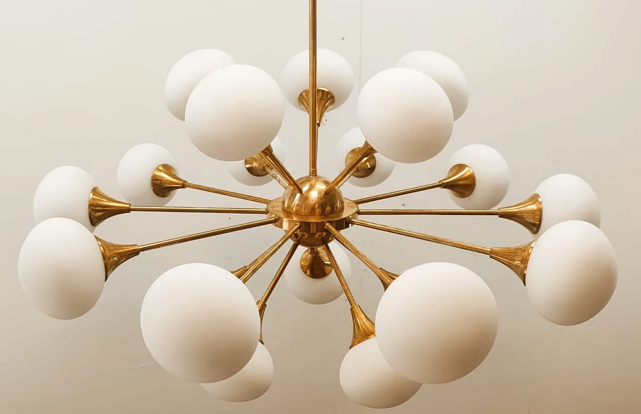 Lampada a sospensione Sputnik a 20 luci con sfere in vetro, anni '70 12