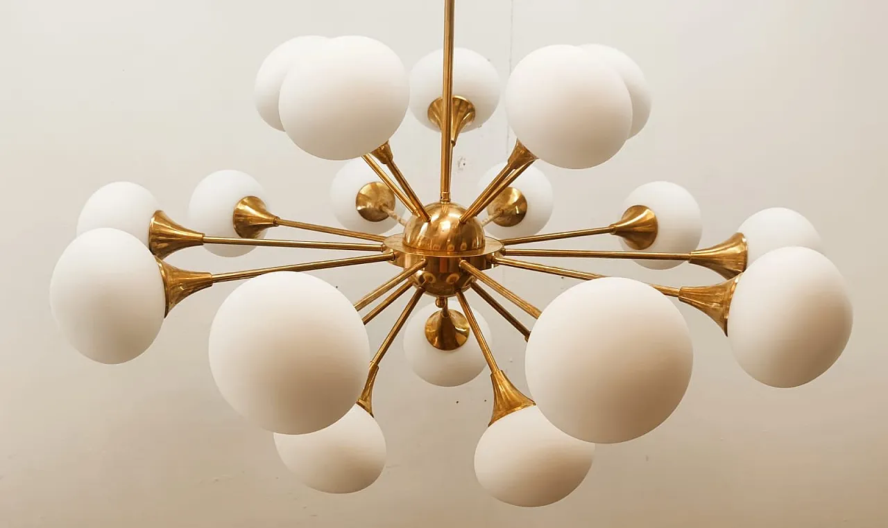Lampada a sospensione Sputnik a 20 luci con sfere in vetro, anni '70 13