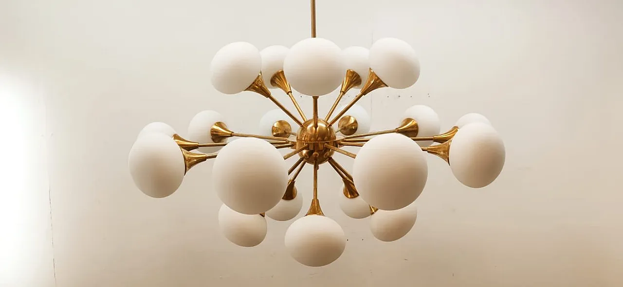 Lampada a sospensione Sputnik a 20 luci con sfere in vetro, anni '70 14