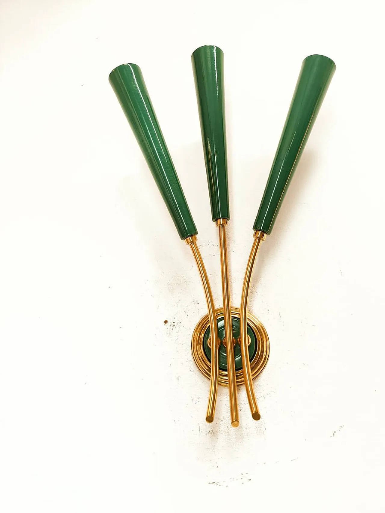 Gold and green sputnik 3-light wall lamp, 1950s 1