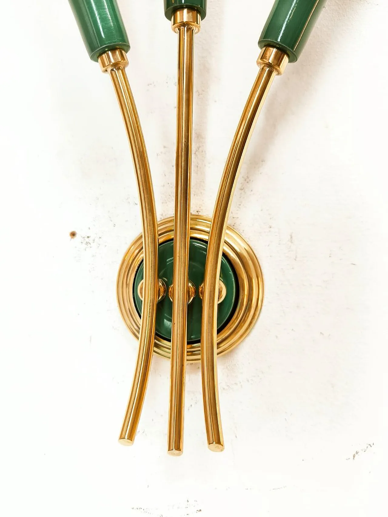 Gold and green sputnik 3-light wall lamp, 1950s 2