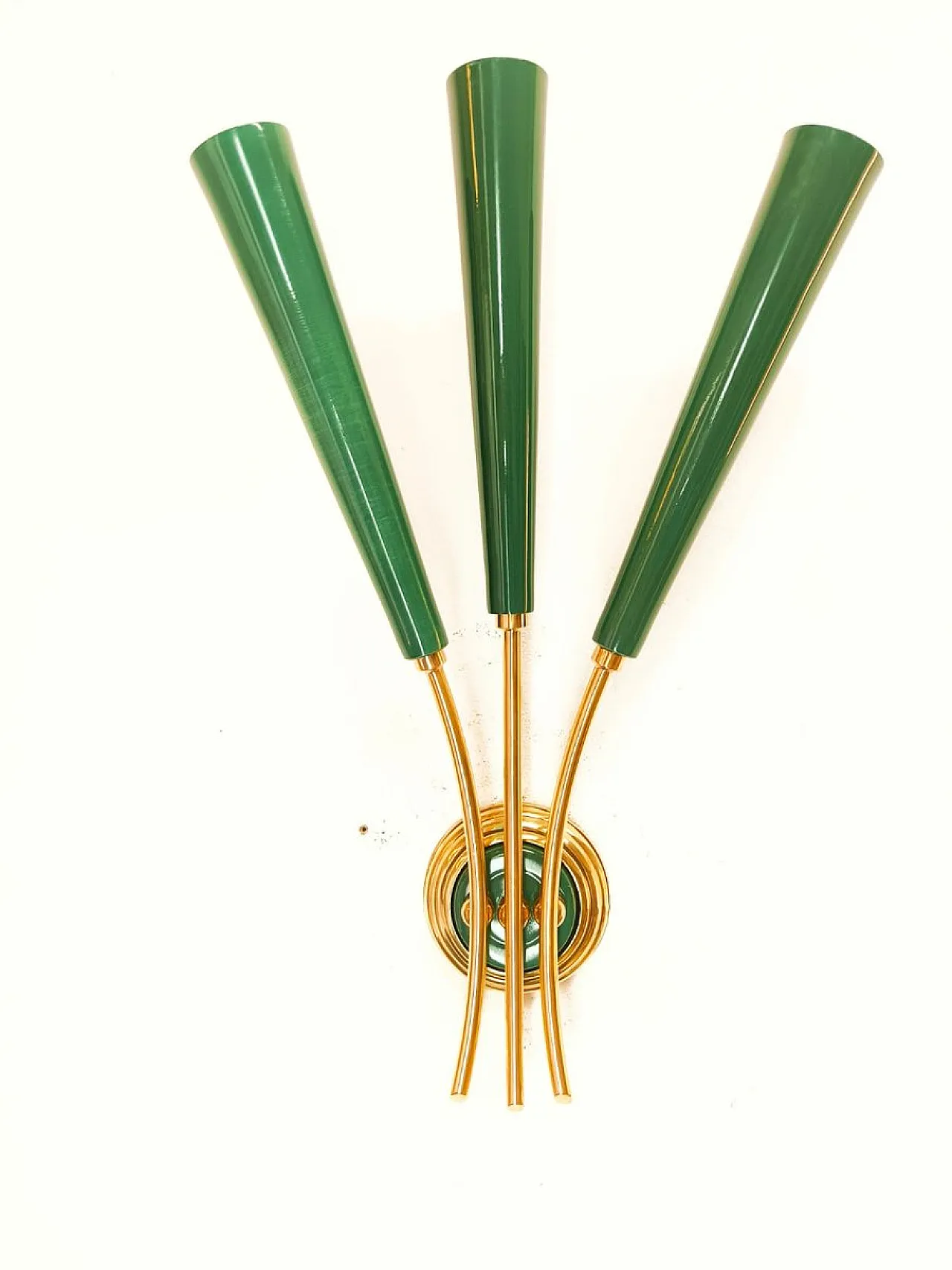 Gold and green sputnik 3-light wall lamp, 1950s 3