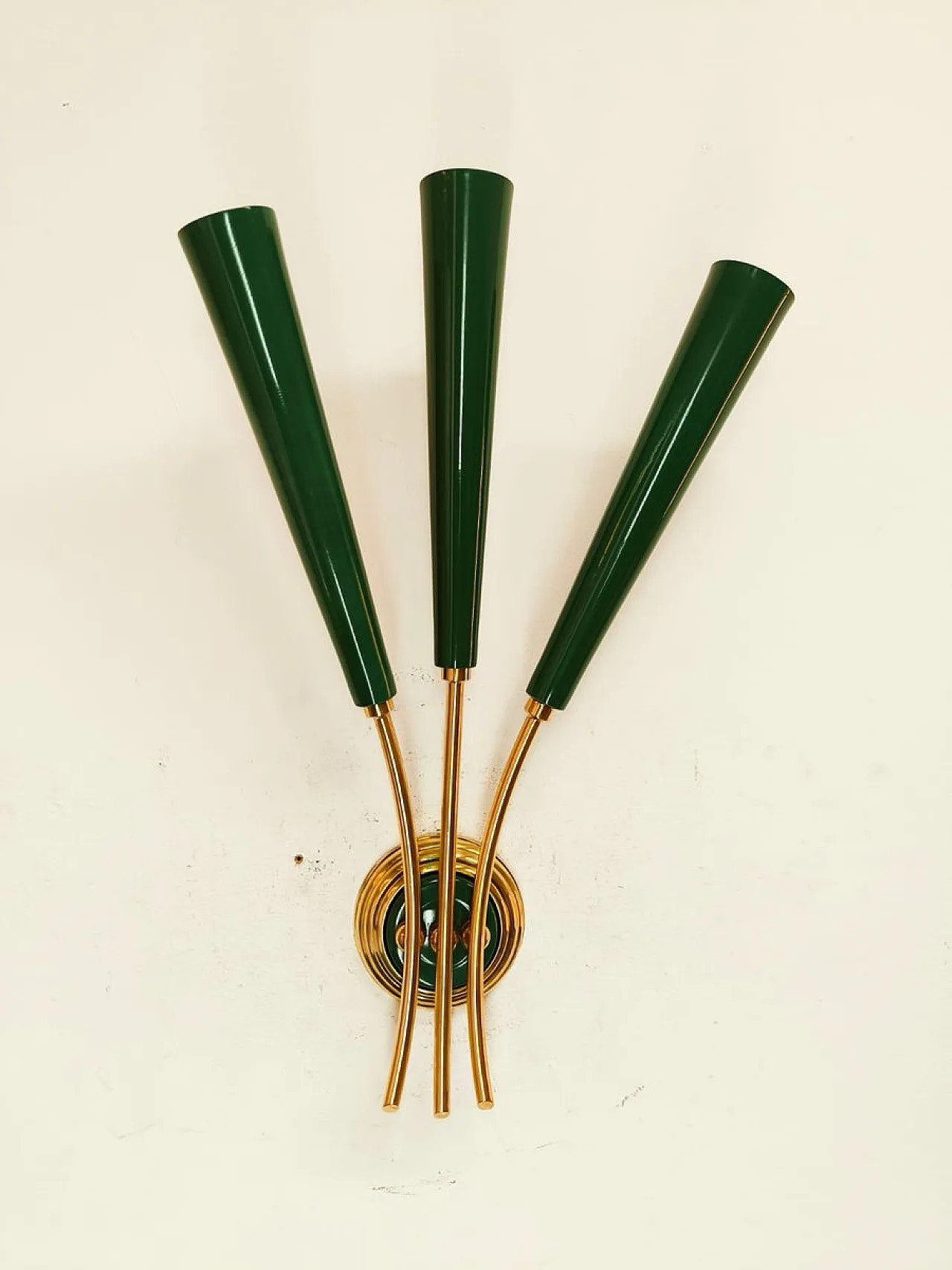 Gold and green sputnik 3-light wall lamp, 1950s 5