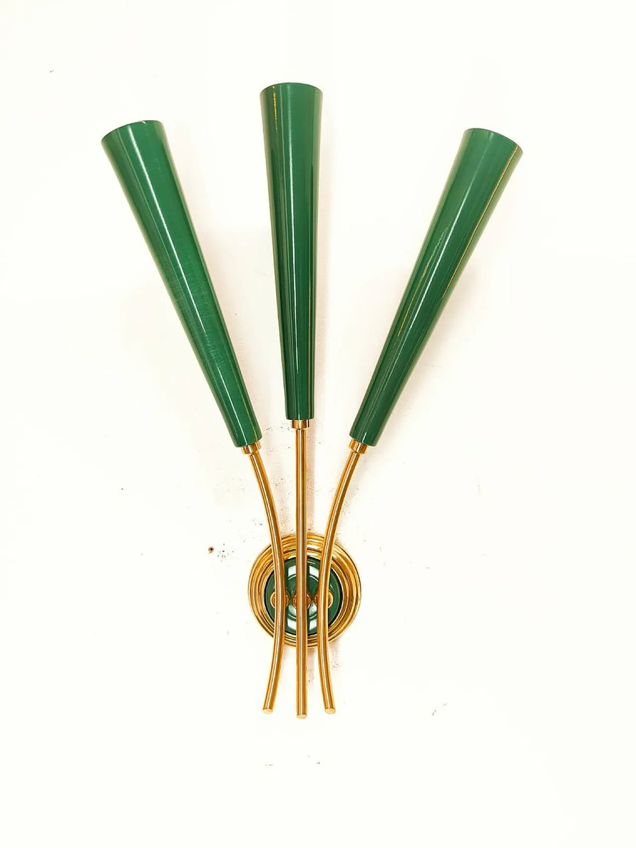 Gold and green sputnik 3-light wall lamp, 1950s 6