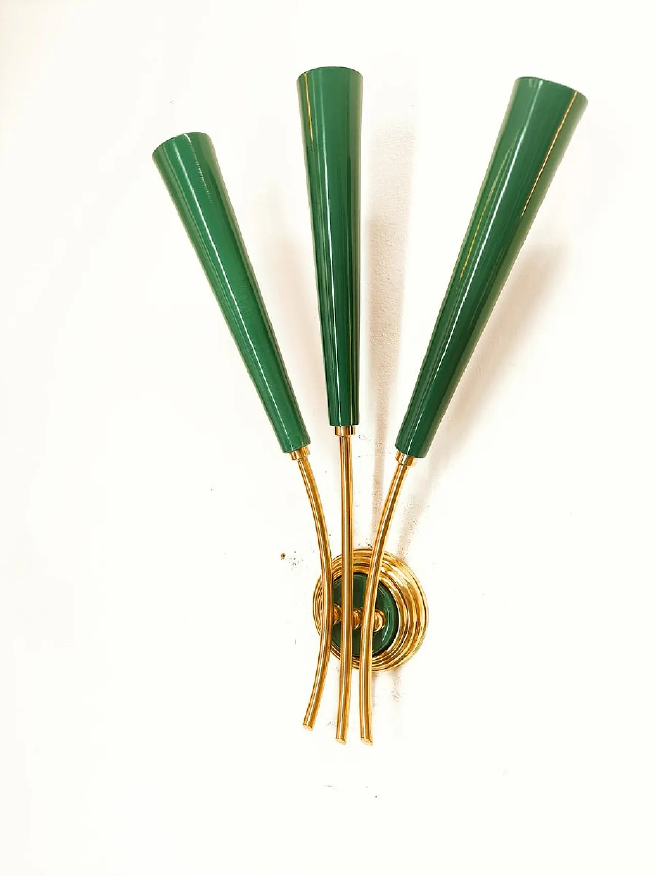 Gold and green sputnik 3-light wall lamp, 1950s 7