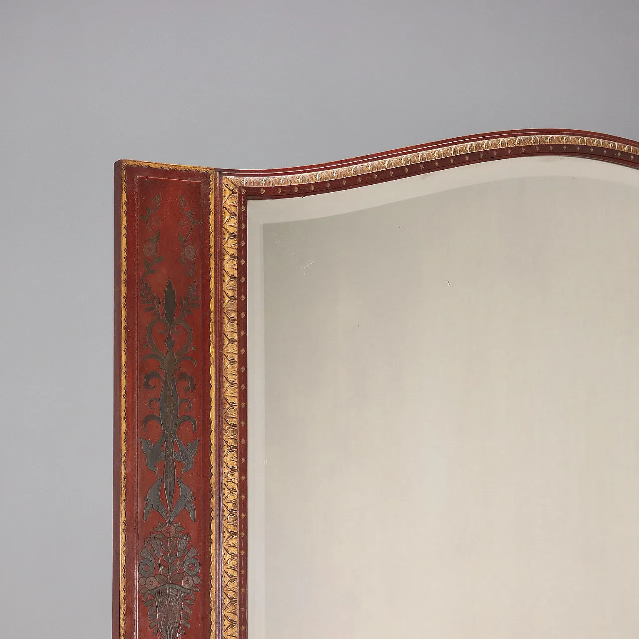 Console con specchio in noce dipinto di rosso, '800 4