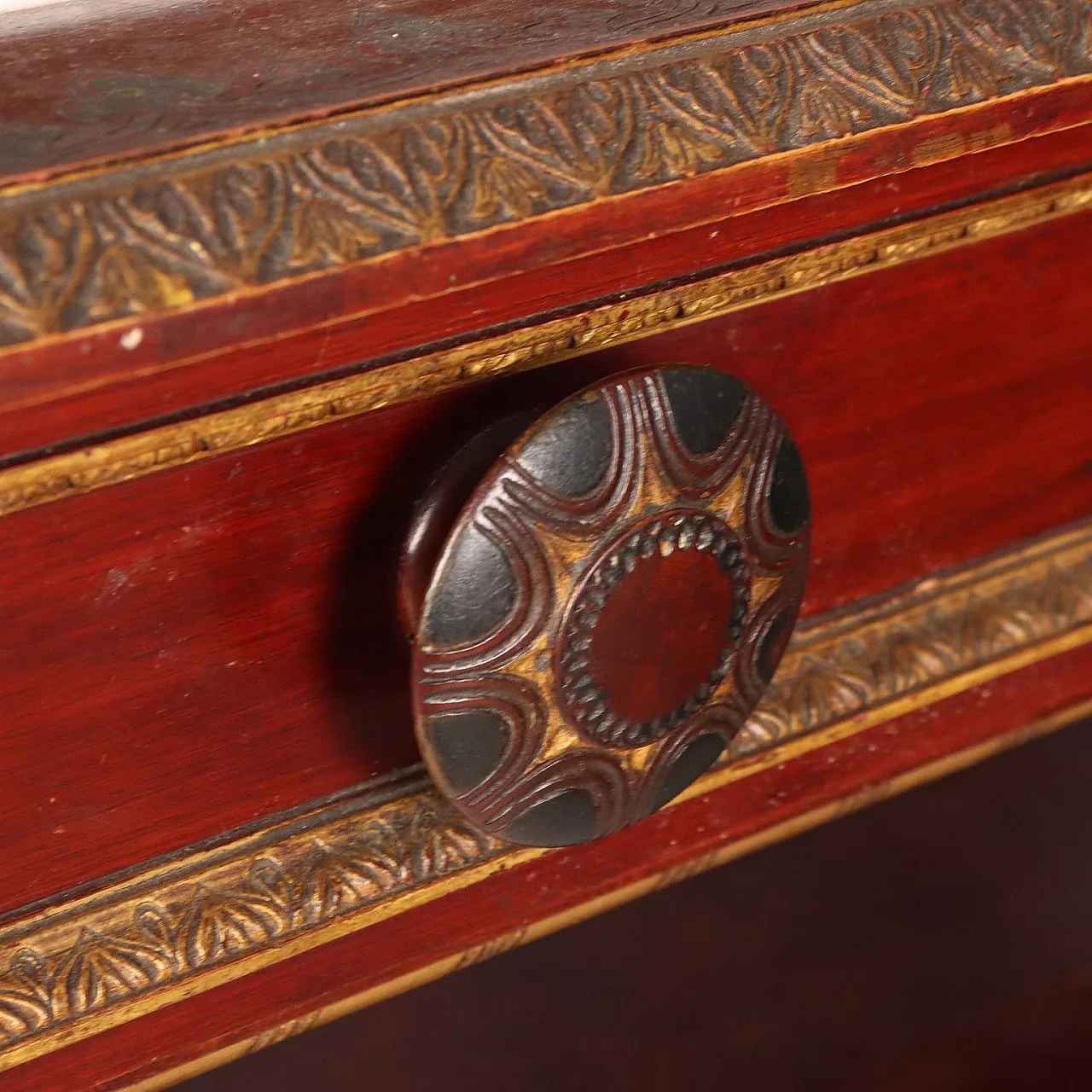 Console con specchio in noce dipinto di rosso, '800 6