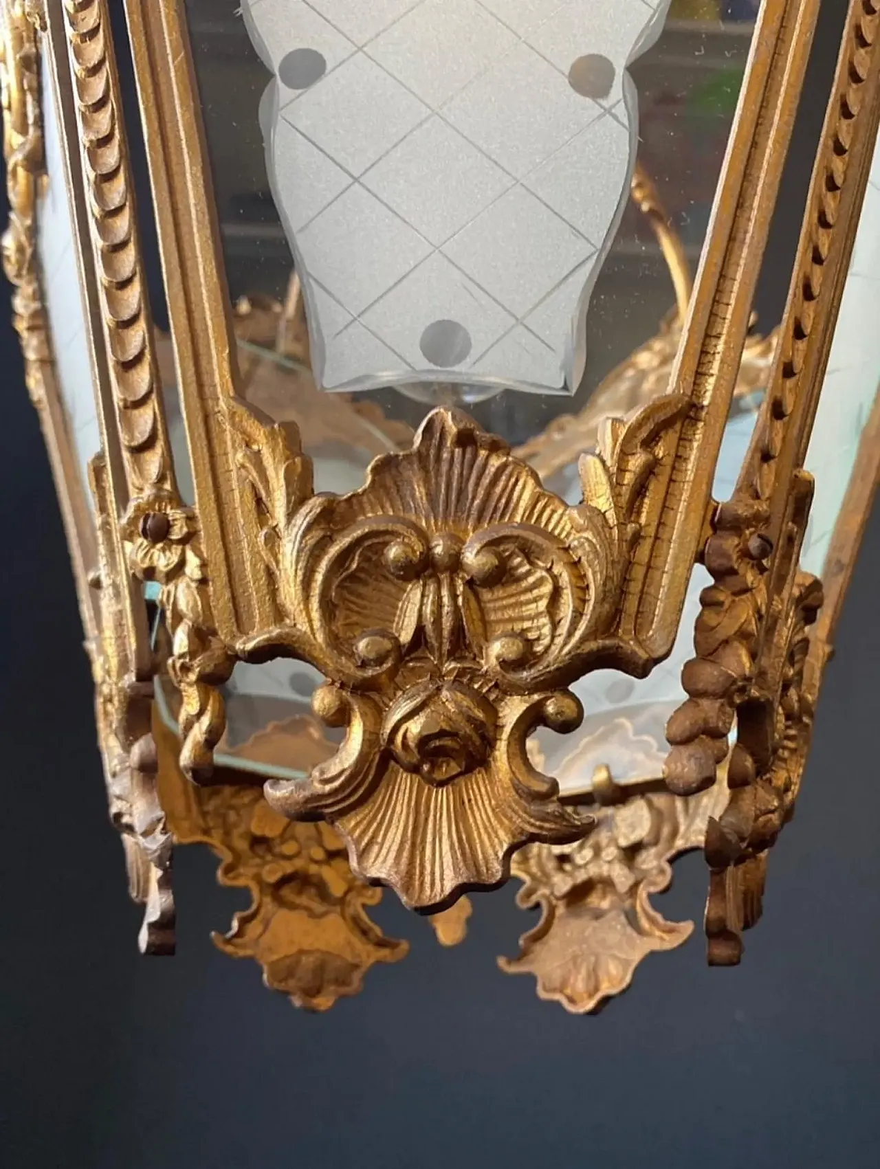 3 Chandelier in bronze and brass, 20th century 8