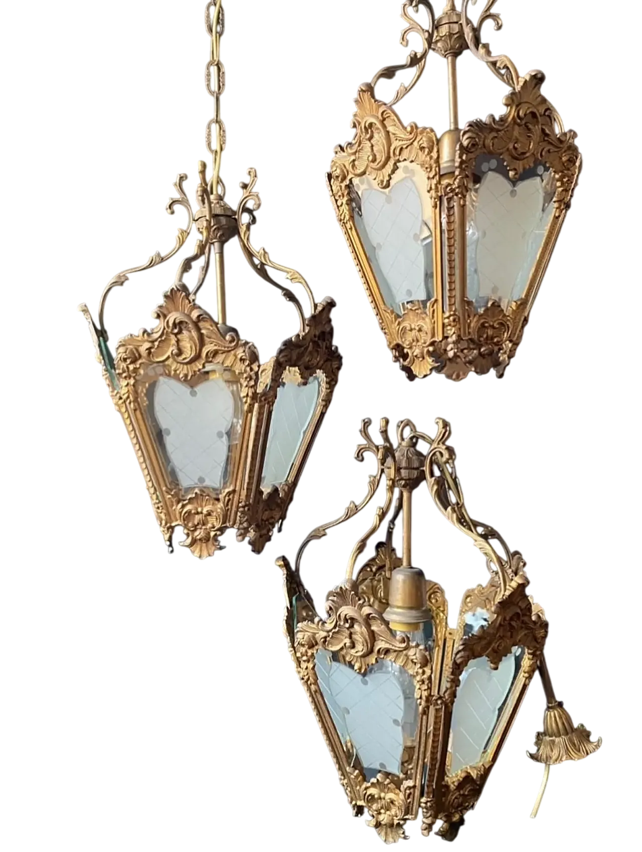 3 Chandelier in bronze and brass, 20th century 11