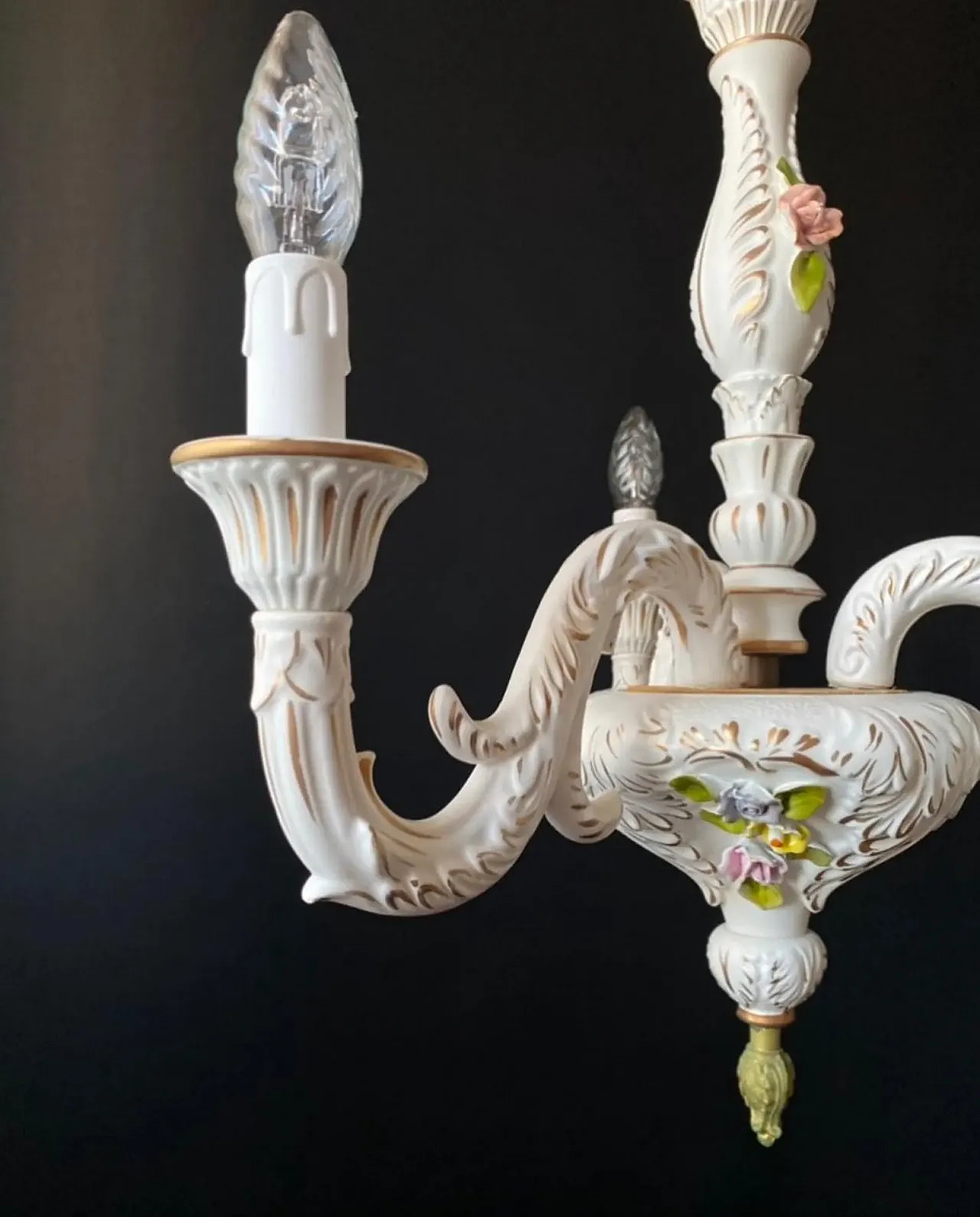 Chandelier in ceramic with handmade decorations, 1960s 5
