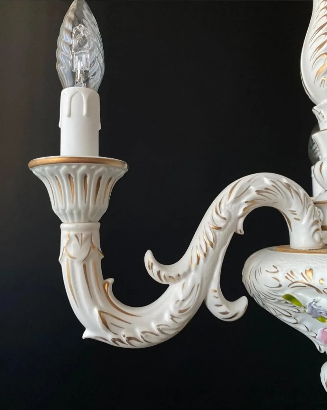 Chandelier in ceramic with handmade decorations, 1960s 6