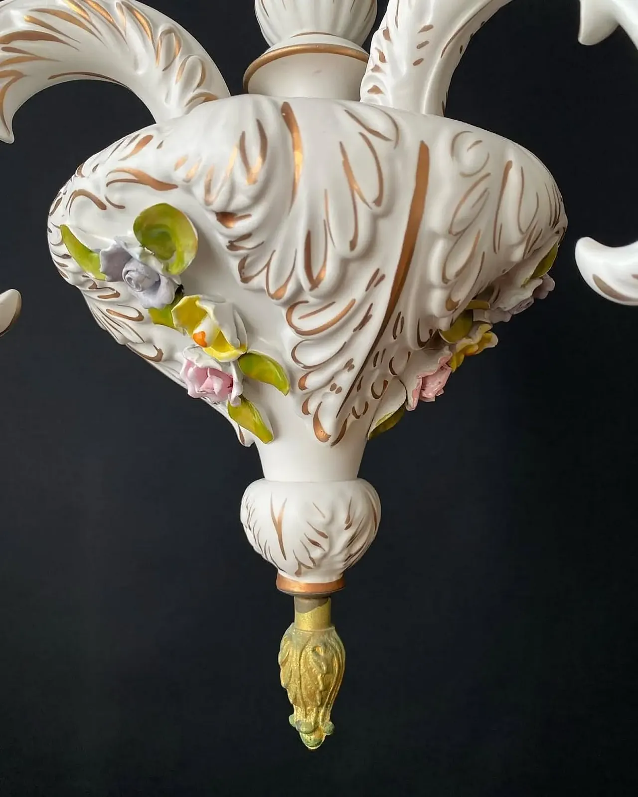 Chandelier in ceramic with handmade decorations, 1960s 9