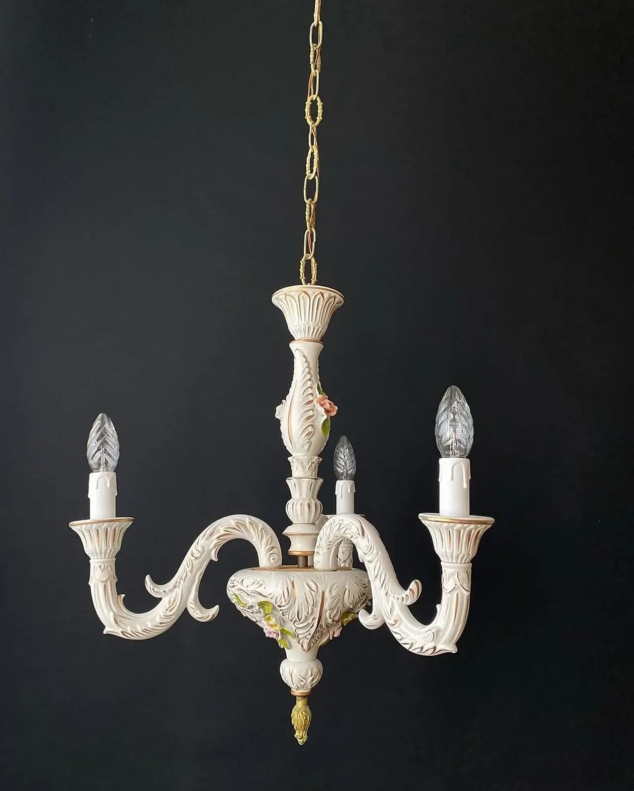 Chandelier in ceramic with handmade decorations, 1960s 10