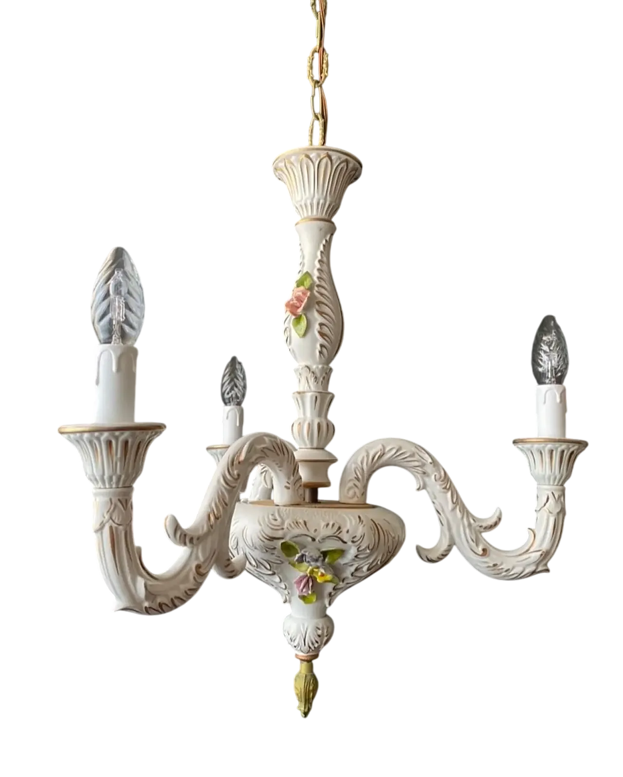 Chandelier in ceramic with handmade decorations, 1960s 11