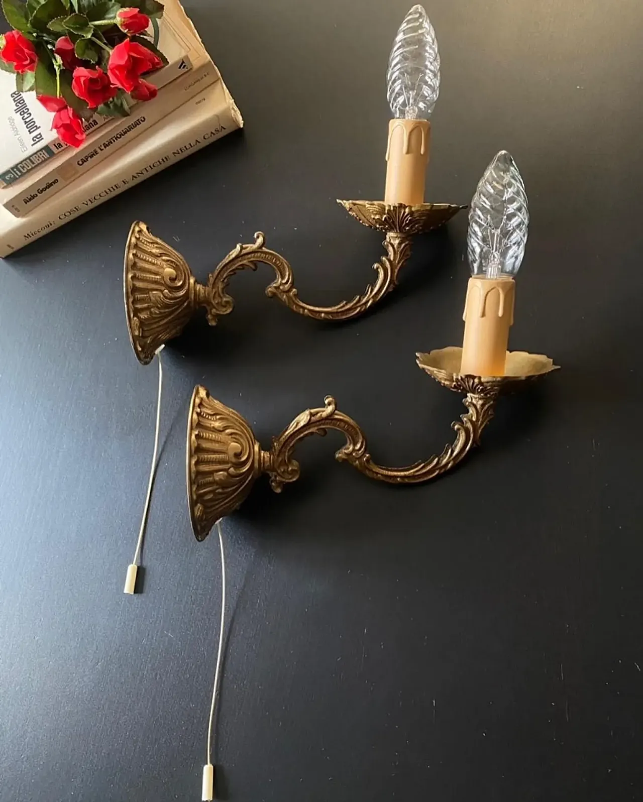 Pair of appliques in brass, 1960s 7