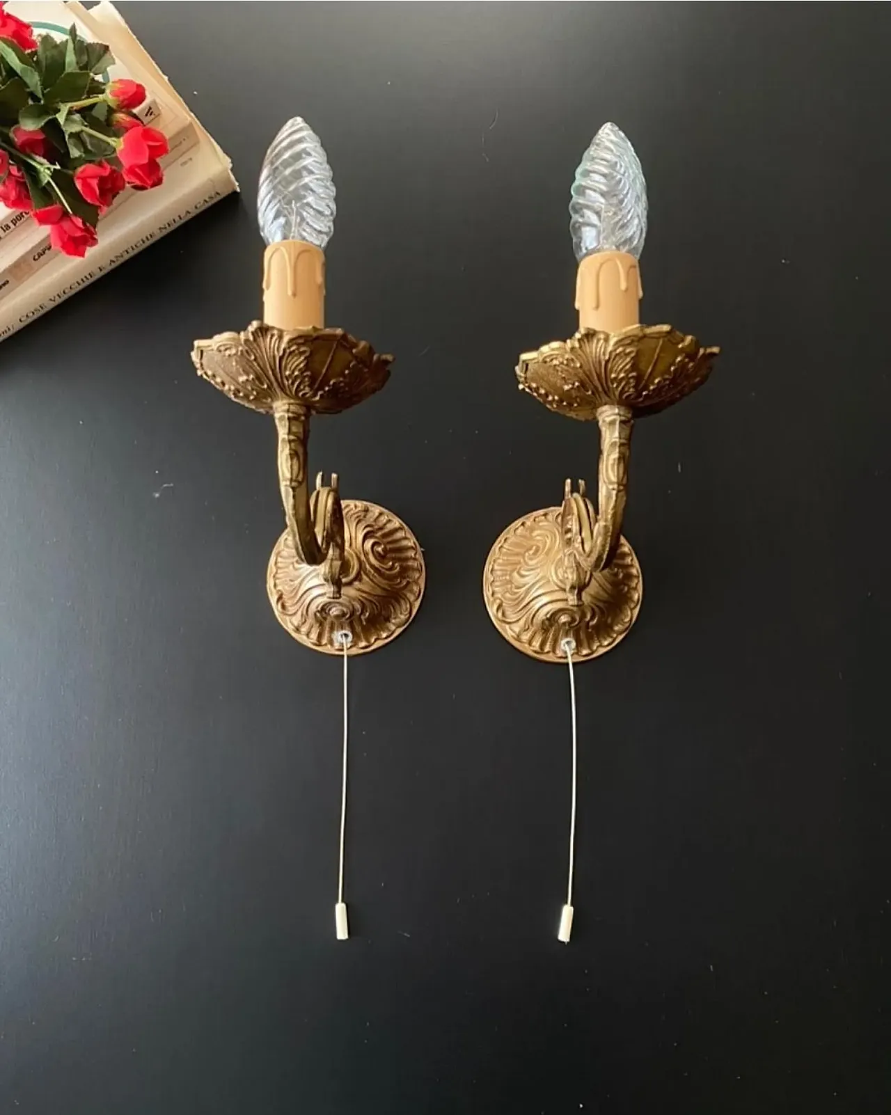 Pair of appliques in brass, 1960s 8