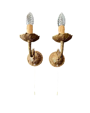 Pair of appliques in brass, 1960s