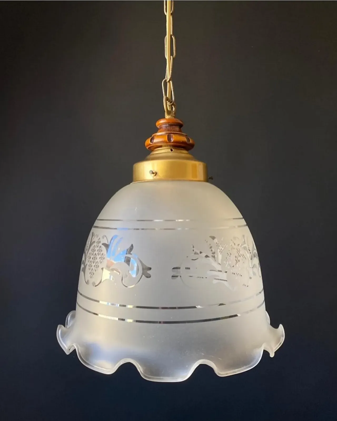 Chandelier in glass with decoratiosn, 1960s 1