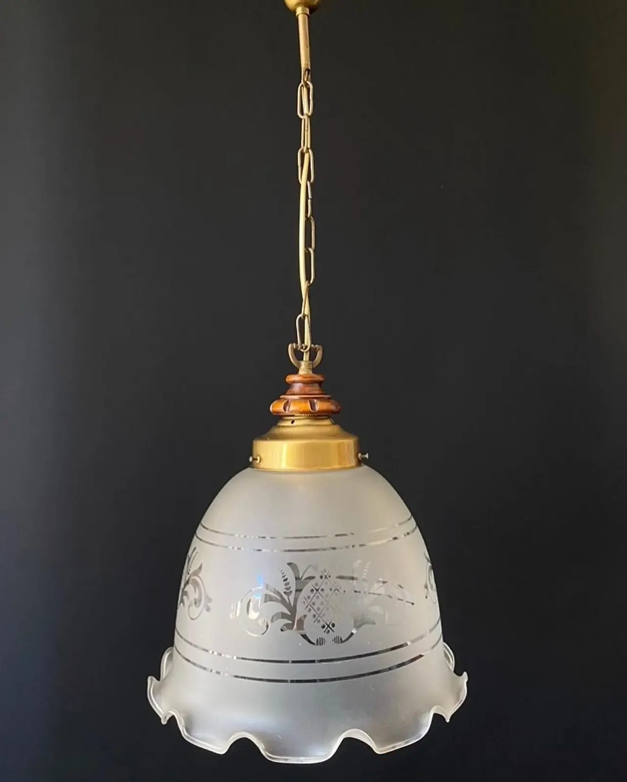 Chandelier in glass with decoratiosn, 1960s 4