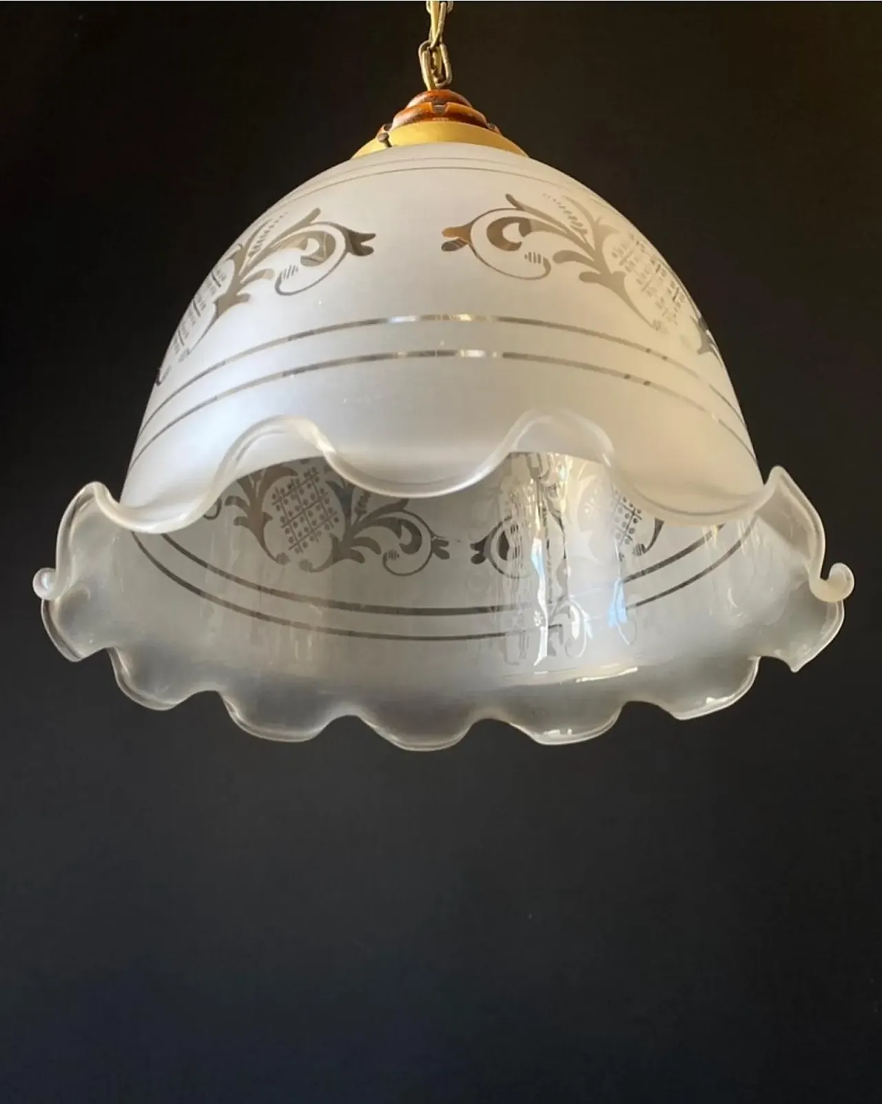 Chandelier in glass with decoratiosn, 1960s 6