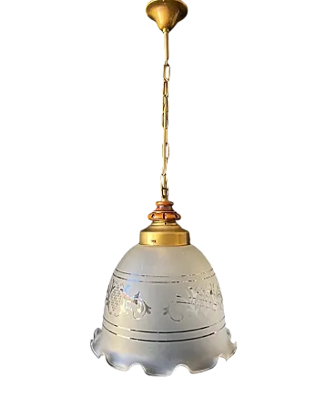 Chandelier in glass with decoratiosn, 1960s