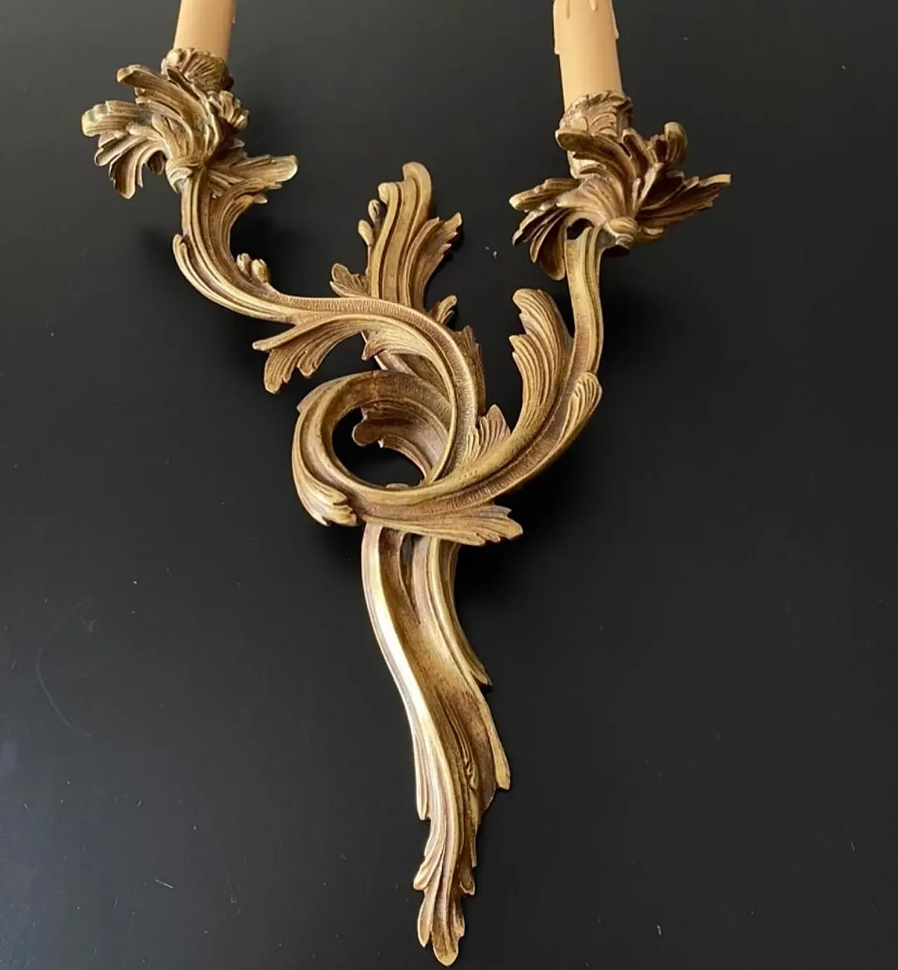 Pair of wall sconces in bronze, 1950s 6