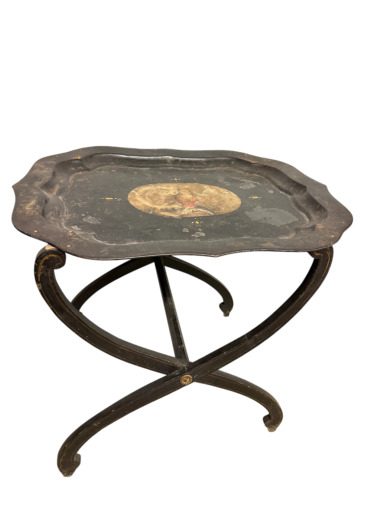 Tavolino base da picnic a vassoio dipinto base in legno, 1850 16