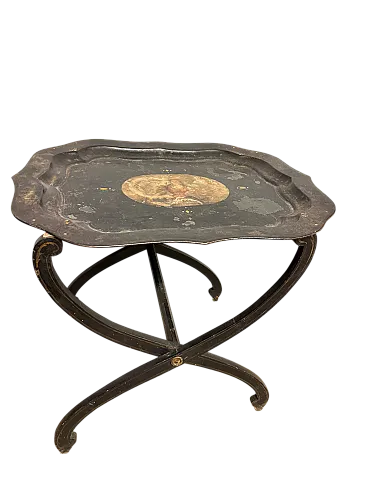 Tavolino base da picnic a vassoio dipinto base in legno, 1850
