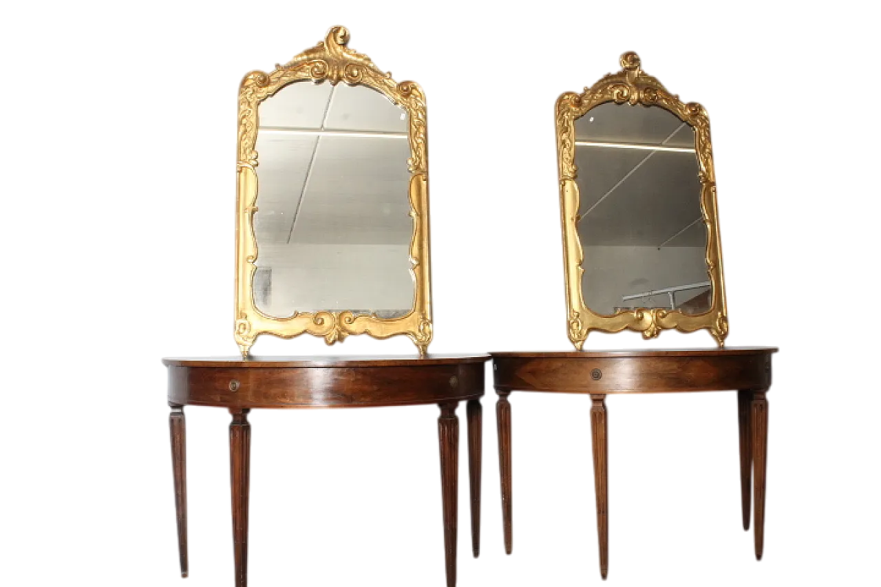 Coppia di console Luigi XVI a mezza luna in noce Parma, 1770 16