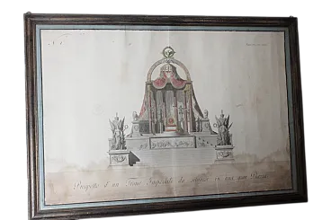 Disegno trono Imperiale studio prospetto per piazza, primi '800