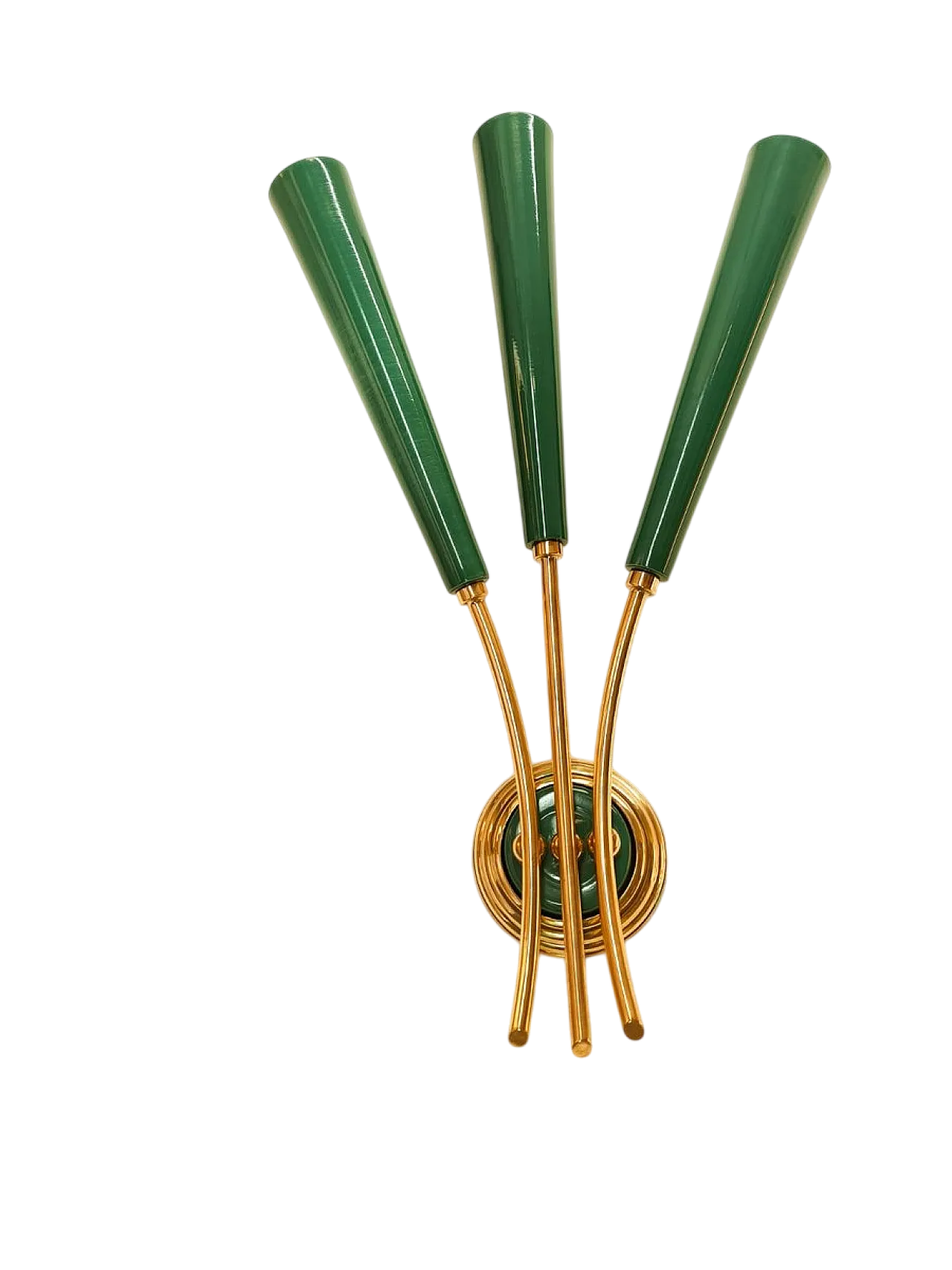 Gold and green sputnik 3-light wall lamp, 1950s 8