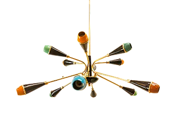 Mid-Century Sputnik 12-light chandelier, anni '50