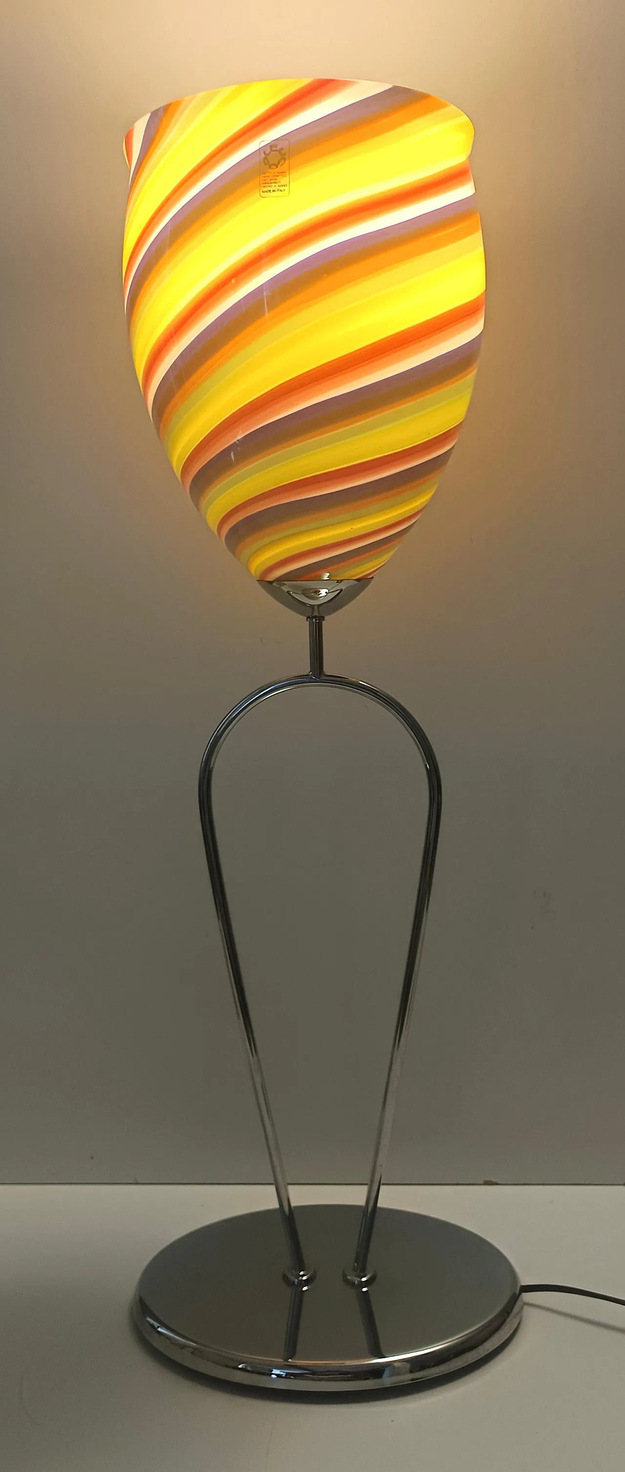 Lampada da tavolo in vetro di Murano multicolore di Leucos, Italia anni '80 2