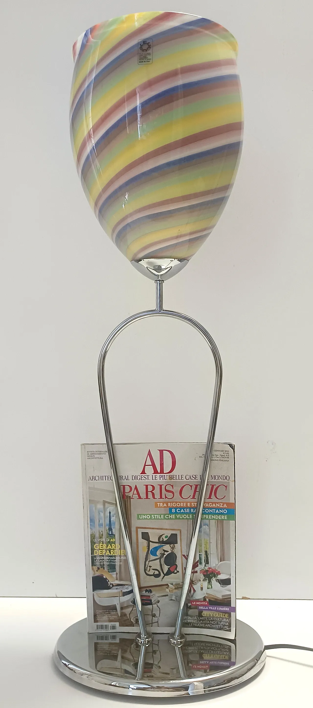 Lampada da tavolo in vetro di Murano multicolore di Leucos, Italia anni '80 3