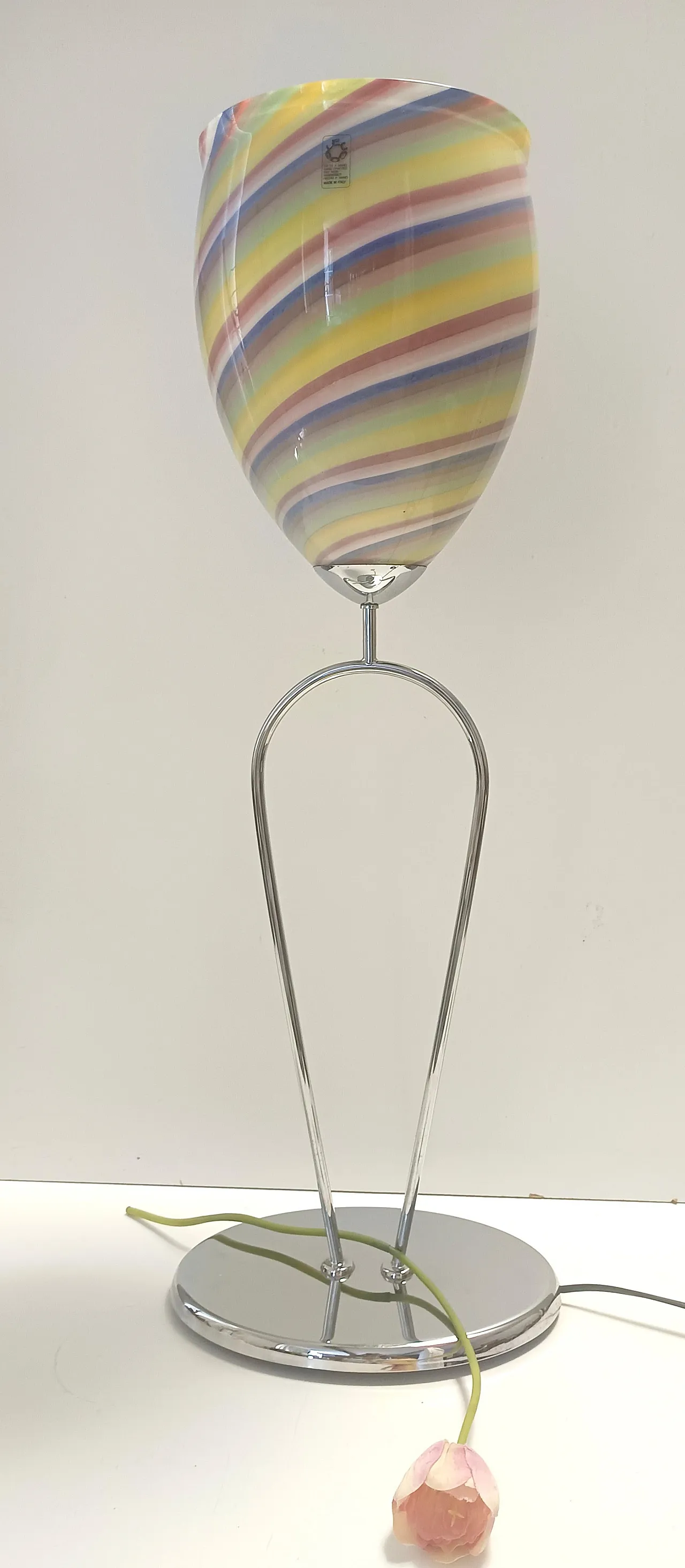 Lampada da tavolo in vetro di Murano multicolore di Leucos, Italia anni '80 4
