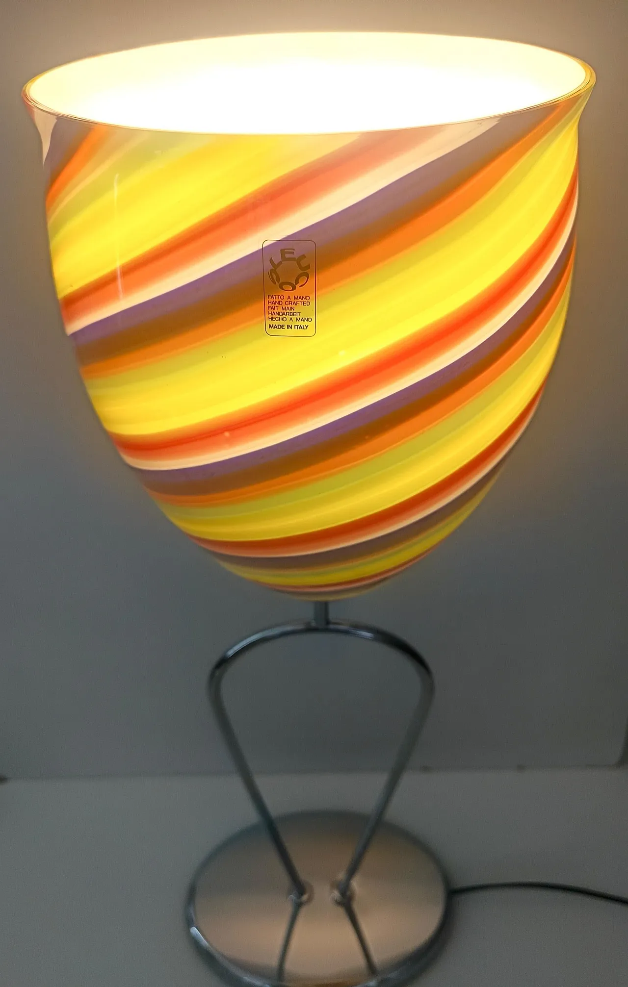 Lampada da tavolo in vetro di Murano multicolore di Leucos, Italia anni '80 6