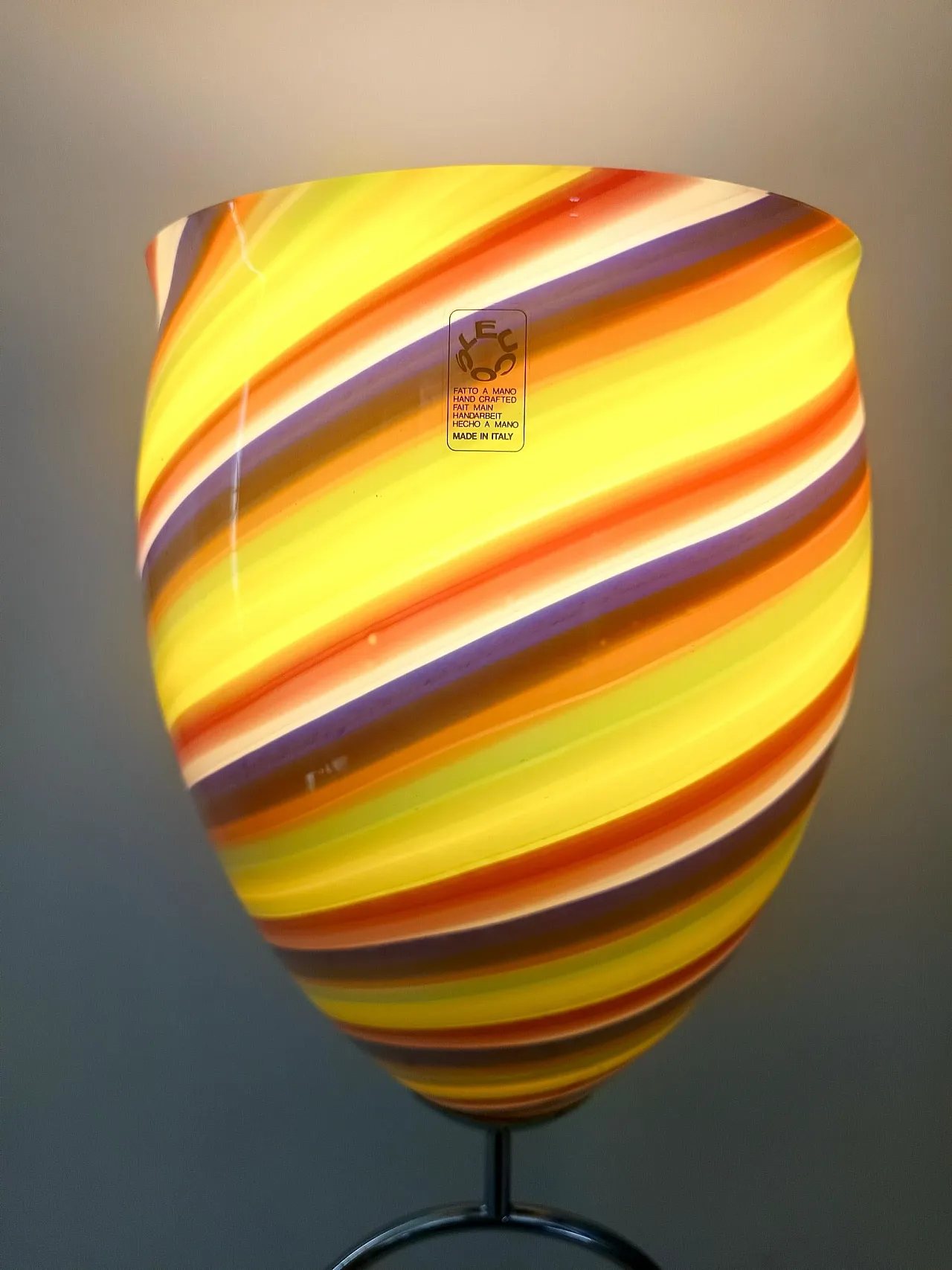 Lampada da tavolo in vetro di Murano multicolore di Leucos, Italia anni '80 7