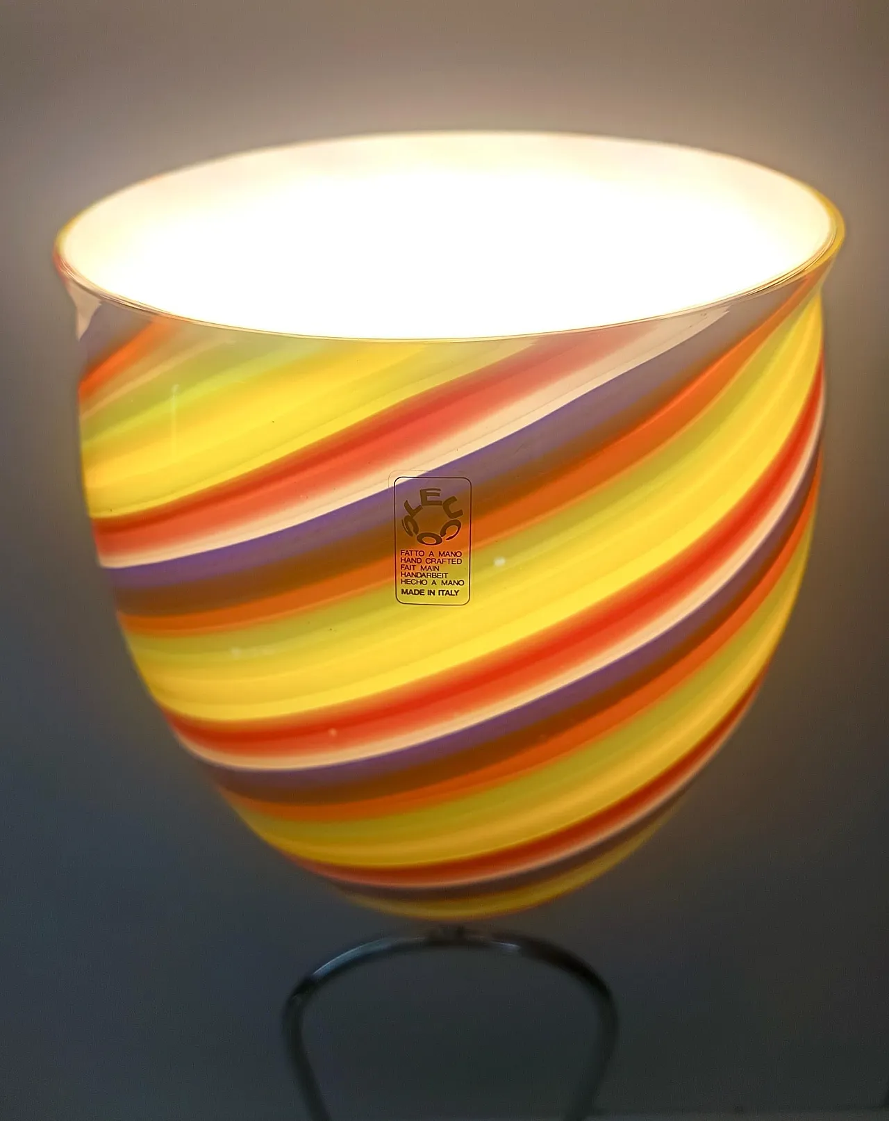 Lampada da tavolo in vetro di Murano multicolore di Leucos, Italia anni '80 8