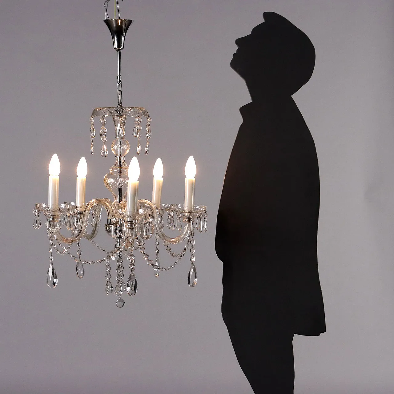 Five-light cut glass and crystal chandelier 2